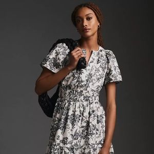 Anthropologie The Somerset Maxi Dress Grey Motif XL